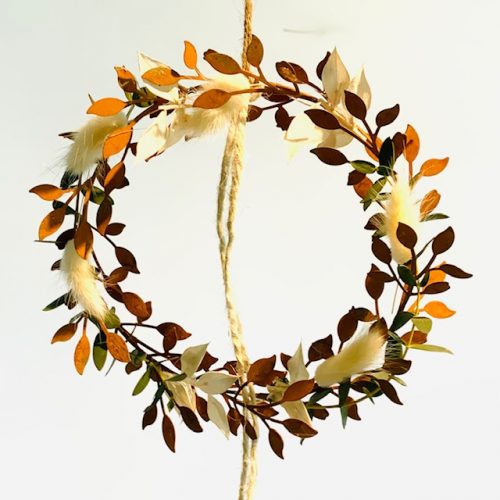 Cortenstahl Rost Kranz mit Blätter