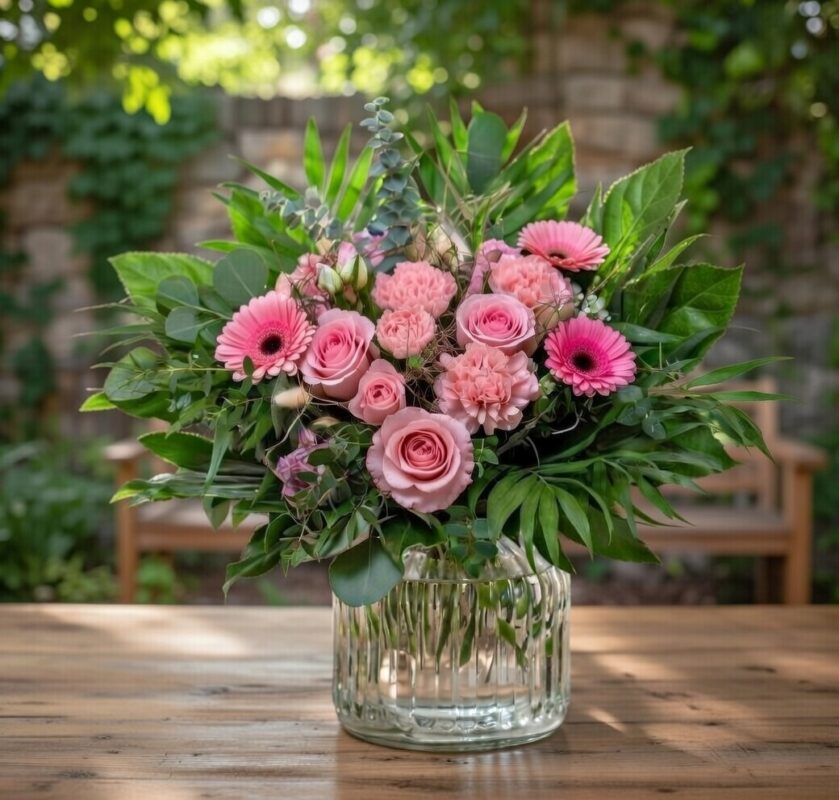 Flieder pink rosa farbender Strauß Im Garten